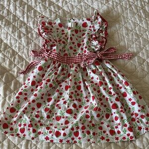 Strawberry Print Kids Casual Dress